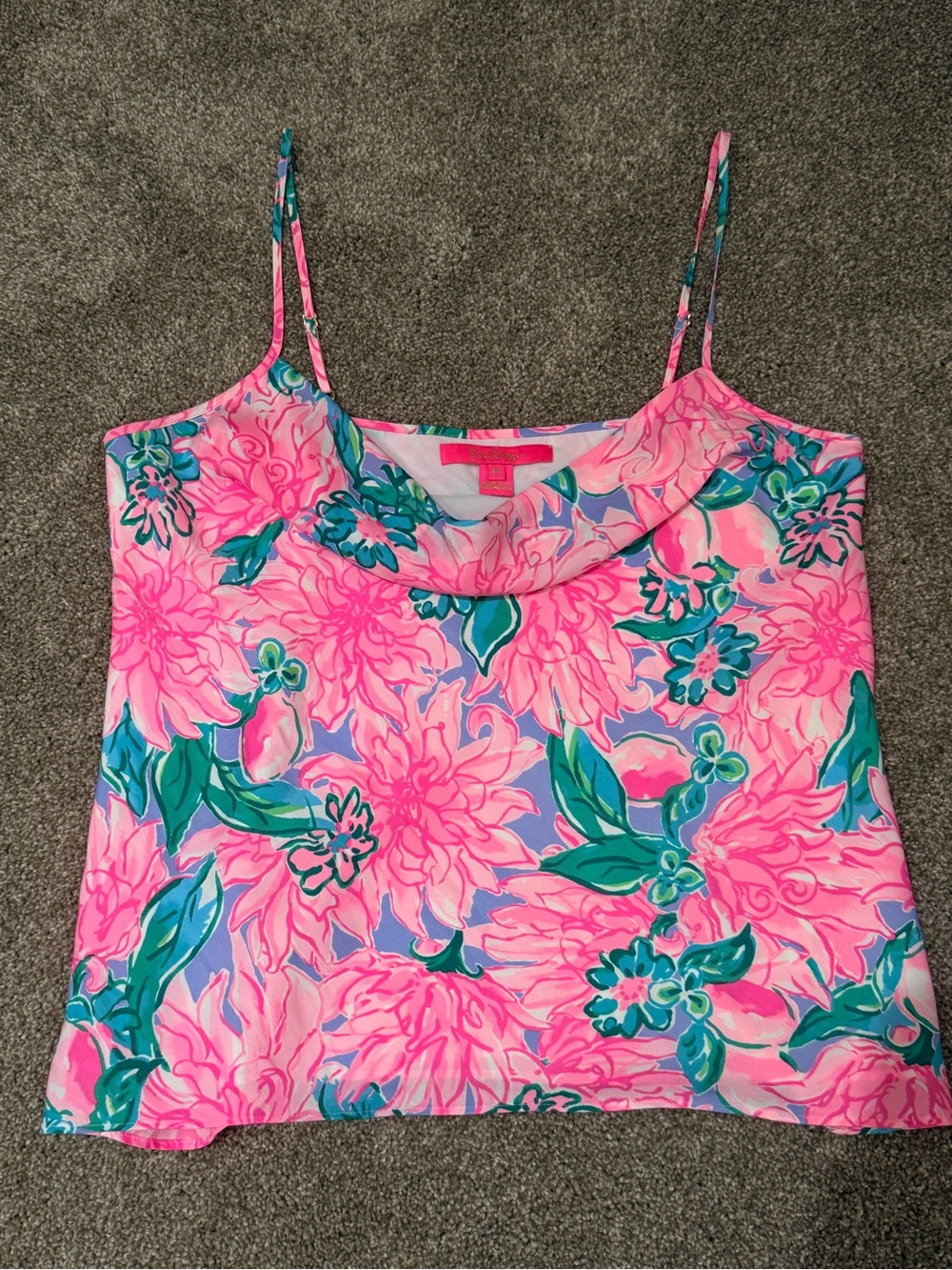 Lilly Pulitzer Pink & Teal Floral Cowl Neck Cami